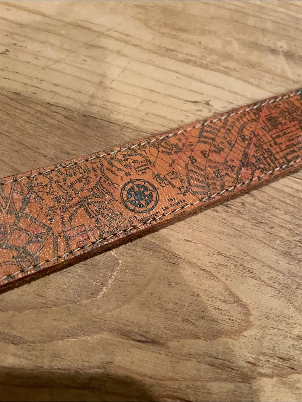 The Limited VTG Milano Map Stamp graphic leather Unique Travel belt M